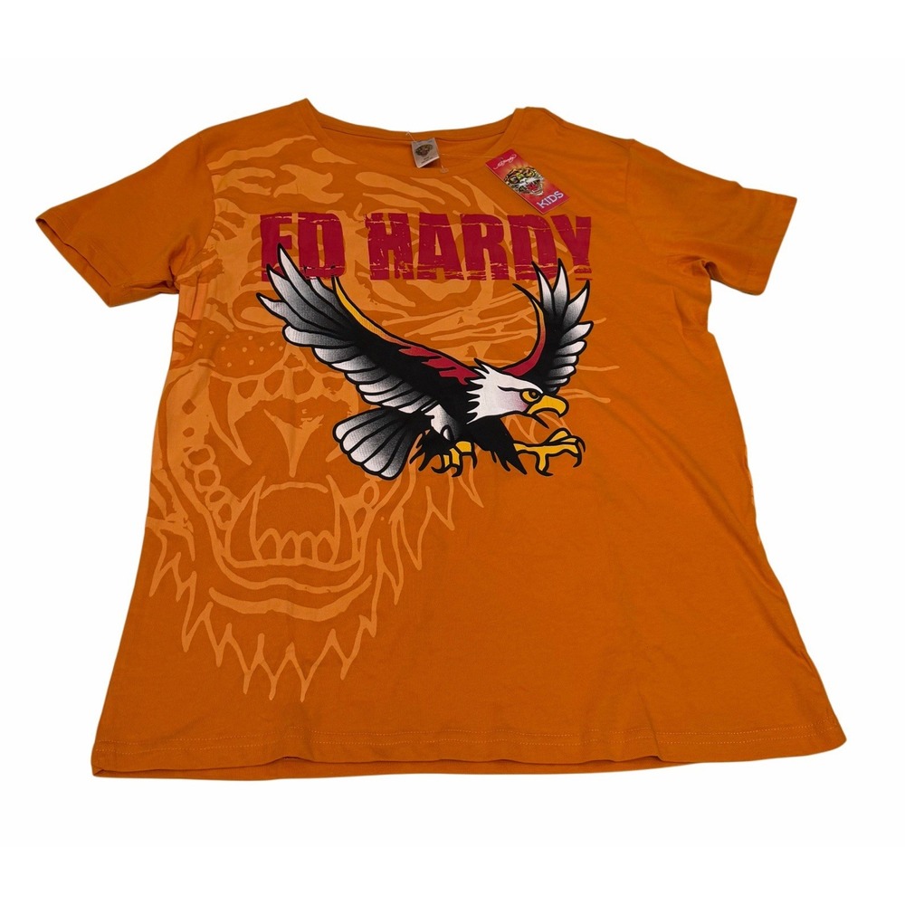 Shirt Ed Hardy Kids T Shirt Eagle Print Orange Color 100 Cotton  Size 18/20 NWT